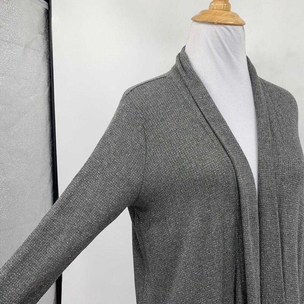 Michael Stars Cardigan Womens XS Extra Small Gray Silver Metallic Open Front - Picture 4 of 12